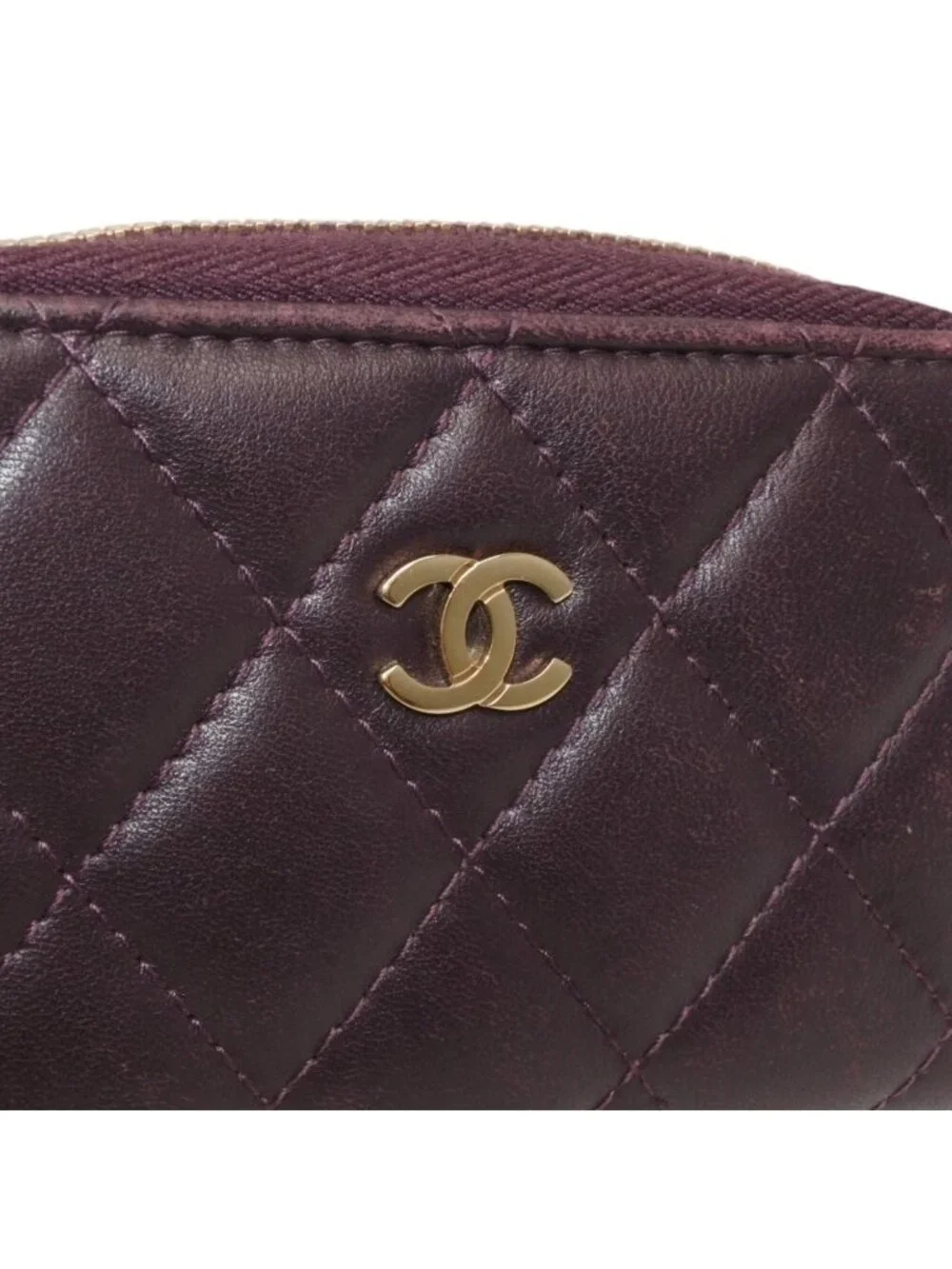 Chanel Classic Zip Coin Purse CC Logo Lambskin Purple